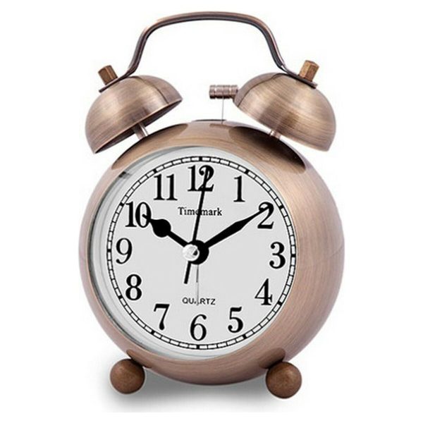 Analogue Alarm Clock Timemark Bronze Light with sound 9 x 13,5 x 5,5 cm (9 x 13,5 x 5,5 cm) Sale