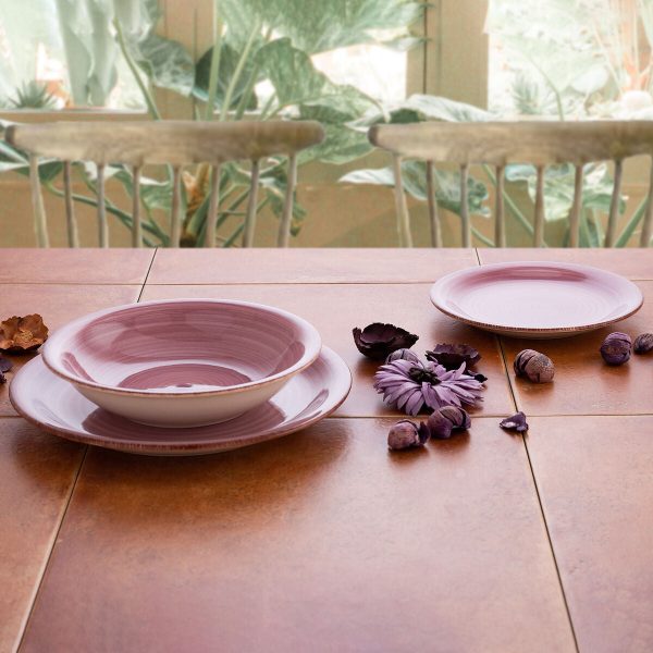 Deep Plate Quid Vita Peoni Ceramic Pink Ø 21,5 cm (12 Units) For Sale