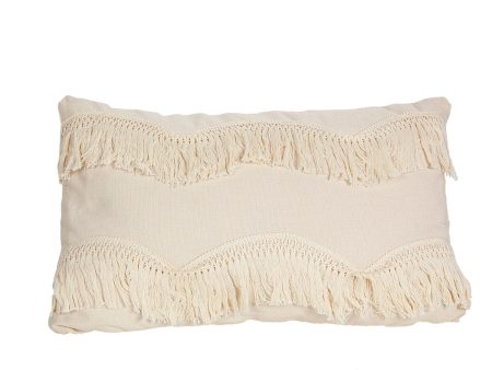 Cushion Romimex White With tassles 30 x 10 x 50 cm Cheap