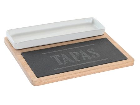 Appetizer Set DKD Home Decor 24 x 7 x 2,5 cm Natural Black Board Discount