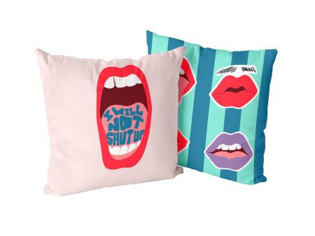 Cushion cover HappyFriday Aware Lips Multicolour 50 x 50 cm 2 Pieces Online Hot Sale