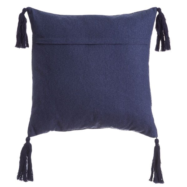 Cushion MEDITERRANEO Navy Blue Polyester Tassels 45 x 10 x 45 cm Cheap