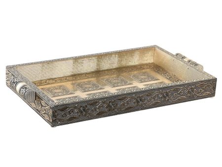 Tray DKD Home Decor Champagne Wood Metal 36 x 22 x 4 cm For Cheap