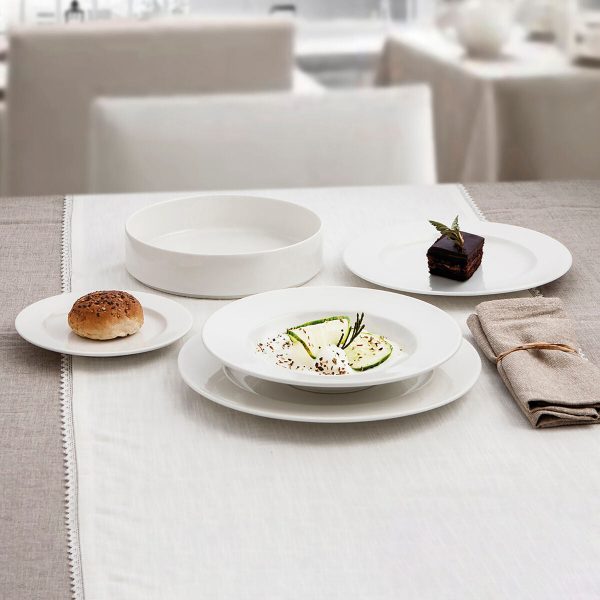 Flat plate Ariane Prime Oval Ceramic White (38 x 25 cm) (6 Units) Discount