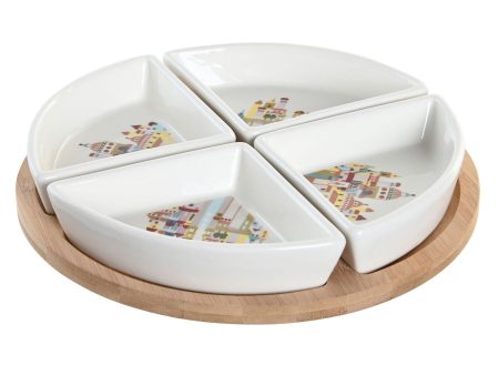 Appetizer Set DKD Home Decor 21,5 x 21,5 x 1 cm Natural Red Multicolour Stoneware Cottage Houses Online now