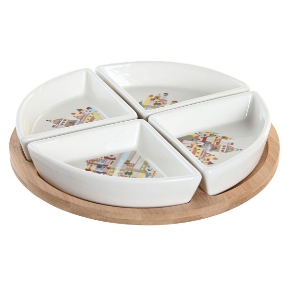 Appetizer Set DKD Home Decor 21,5 x 21,5 x 1 cm Natural Red Multicolour Stoneware Cottage Houses Online now