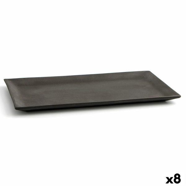 Snack tray Quid Mineral Gres Black Ceramic 15 x 30 cm (8 Units) Fashion