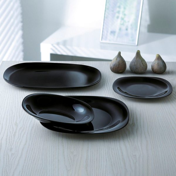 Flat plate Luminarc Carine Black Glass (Ø 26 cm) (24 Units) Cheap