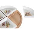 Appetizer Set DKD Home Decor 21,5 x 21,5 x 1 cm Natural Red Multicolour Stoneware Cottage Houses Online now