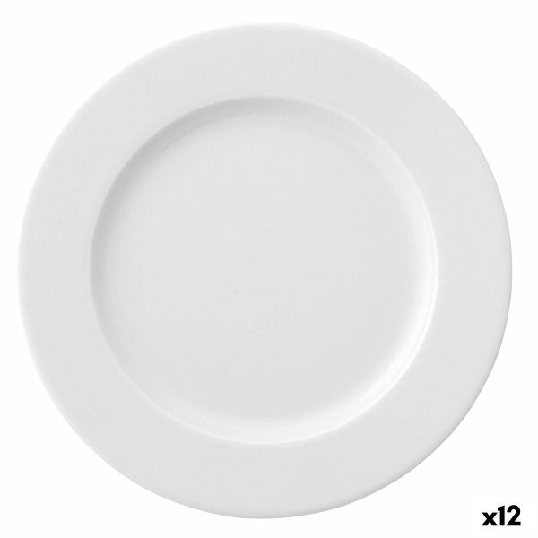 Flat Plate Ariane Prime White Ceramic Ø 17 cm (12 Units) Online Sale