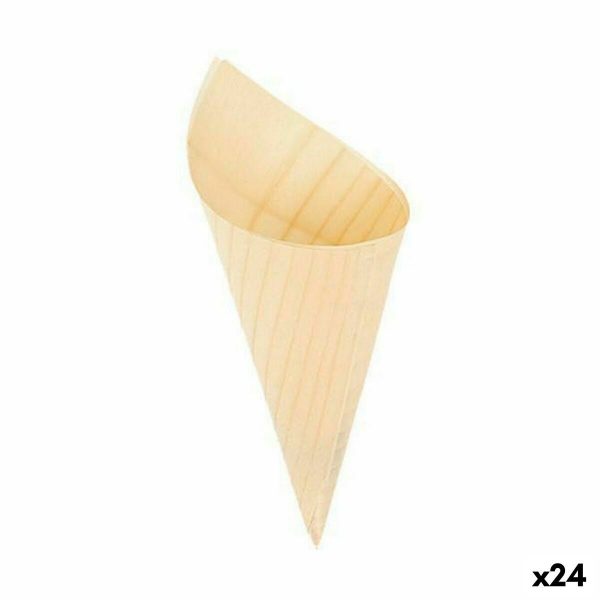 Set of bowls Algon Cones Disposable Wood 10 Pieces 15,5 cm (24 Units) Discount