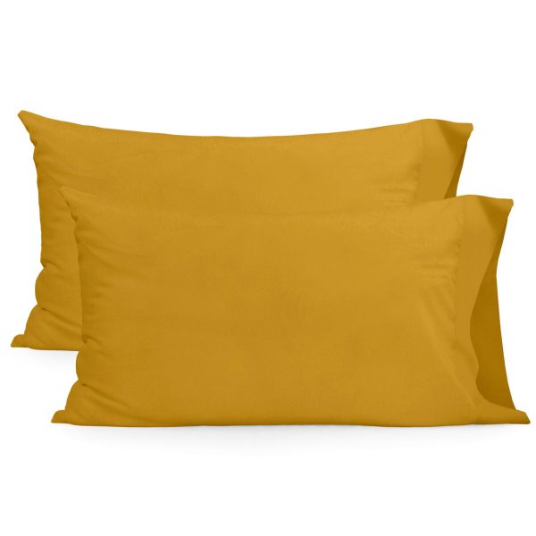 Pillowcase HappyFriday BASIC Mustard 50 x 75 cm (2 Units) For Cheap