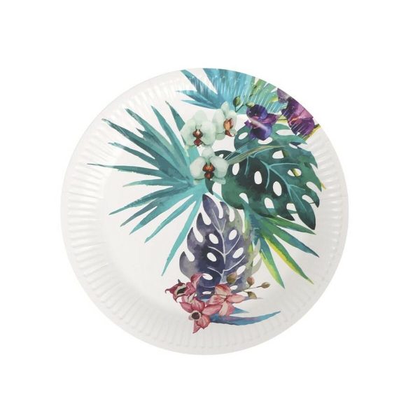 Plate set Algon Disposable Cardboard Tropical 8 Pieces 23 cm (24 Units) Cheap