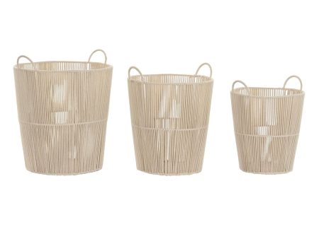 Basket set DKD Home Decor Beige Metal 42 x 42 x 51 cm 3 Pieces Online