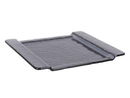 Tray Inde Black Glass 32,5 x 26,5 cm Supply