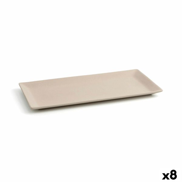 Snack tray Quid Mineral Gres Beige Ceramic 15 x 30 cm (8 Units) Online Hot Sale