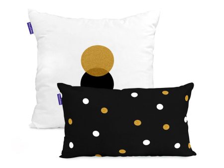 Cushion cover HappyFriday Blanc Golden dots Multicolour 2 Pieces Fashion