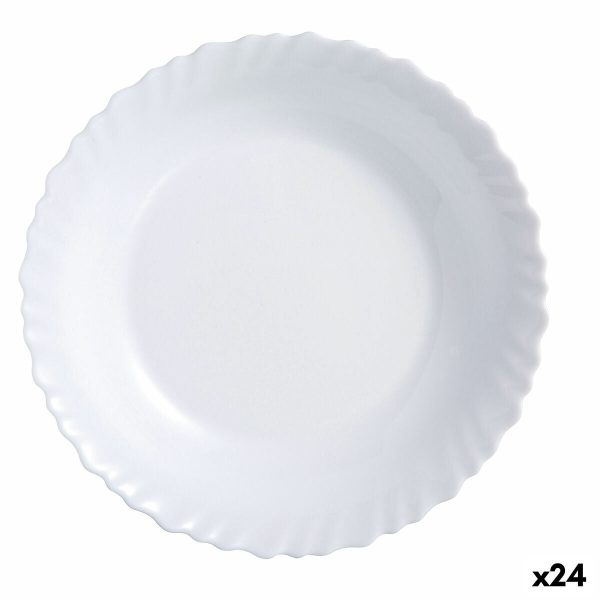 Flat plate Luminarc Feston White Glass (25 cm) (24 Units) Fashion