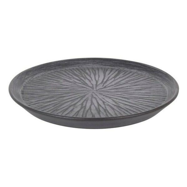 Flat plate Stoneware Lotus Porcelain Black (ø 23 x 2,5 cm) Supply