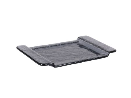 Tray Inde Black Glass 26,5 x 16 cm For Cheap