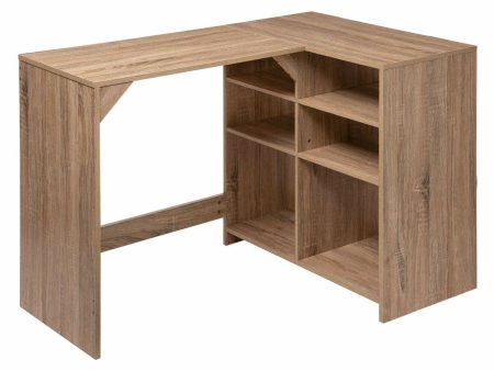 Desk 5five Simply Smart Natural Wood 110 x 75 x 69 cm 6 Shelves L-shaped For Sale