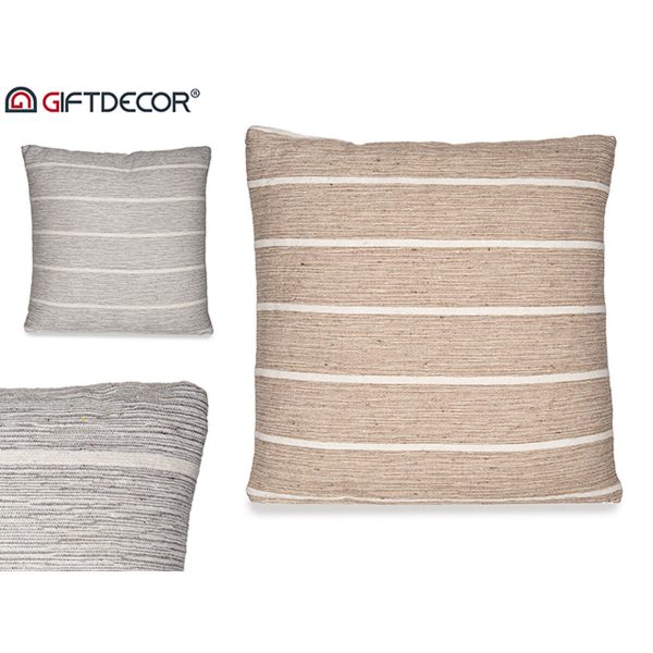 Cushion Stripes Brown Grey 45 x 12 x 45 cm (12 Units) For Sale