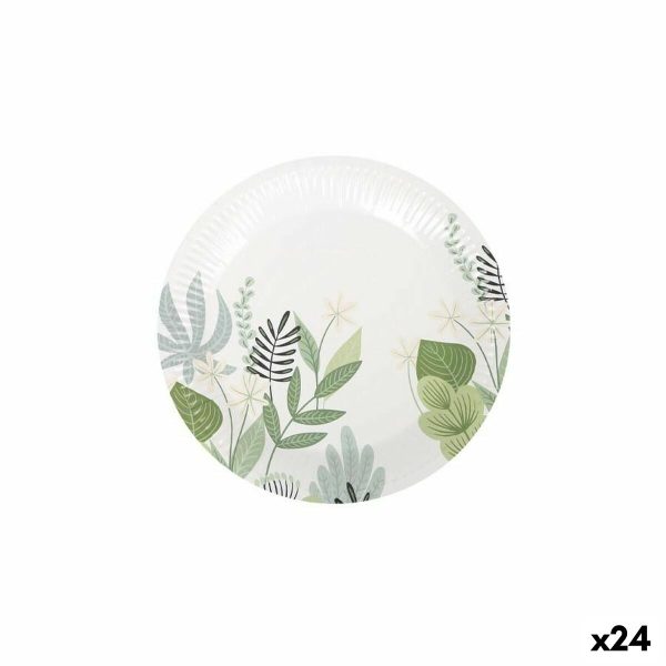 Plate set Algon Disposable Cardboard Floral 12 Pieces 18 cm (24 Units) Cheap