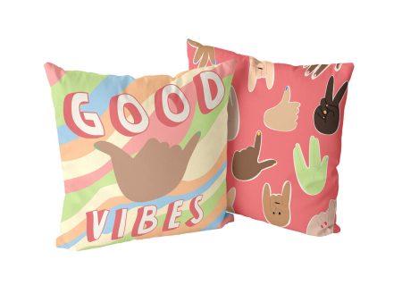 Cushion cover HappyFriday Aware Good vibes  Multicolour 50 x 50 cm 2 Pieces Fashion