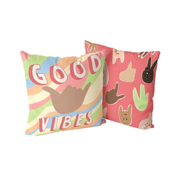 Cushion cover HappyFriday Aware Good vibes  Multicolour 50 x 50 cm 2 Pieces Fashion