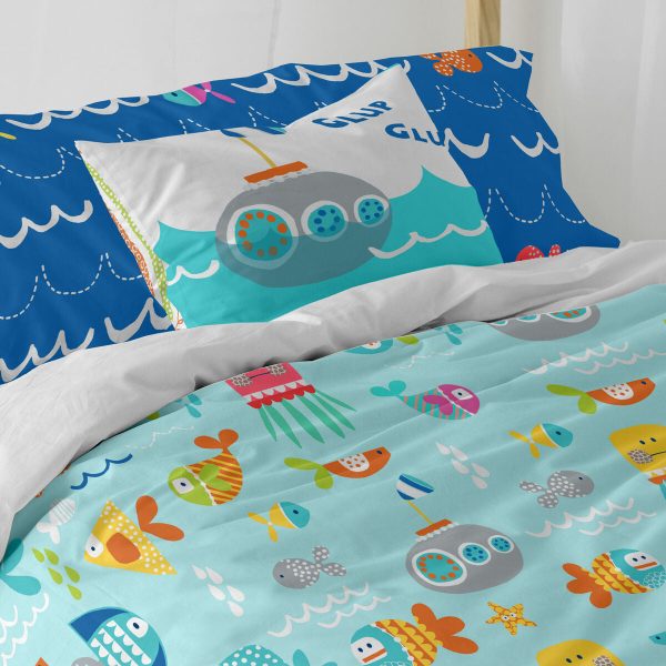 Cushion cover HappyFriday Moshi Moshi Sea Life Multicolour 50 x 30 cm Discount