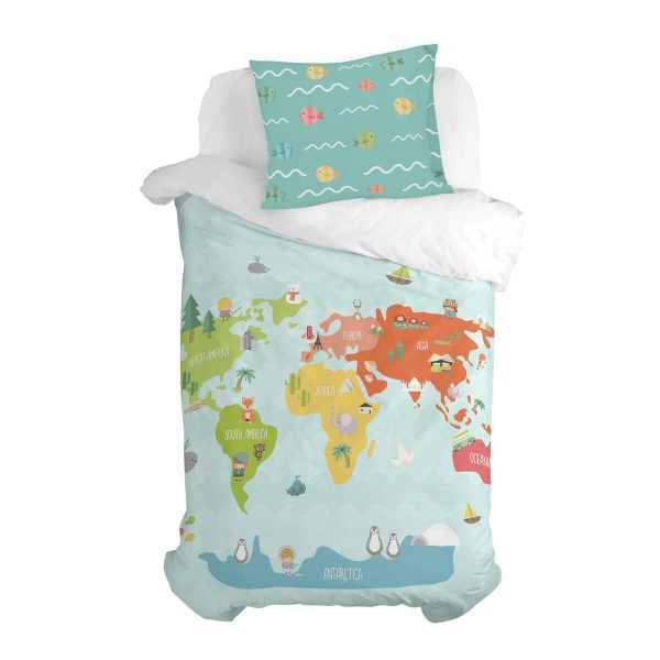 Pillowcase HappyFriday Happynois World map Multicolour 60 x 70 cm Sale