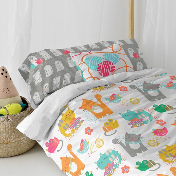 Cushion cover HappyFriday Moshi Moshi Cat & Mouse Multicolour 50 x 30 cm Online