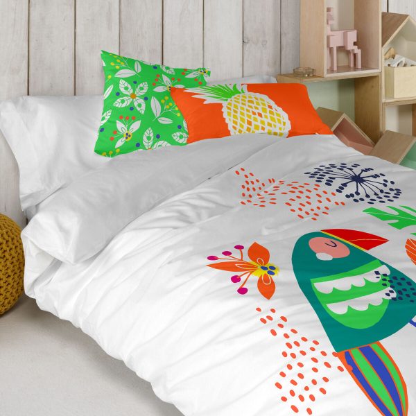 Cushion cover HappyFriday Moshi Moshi Pretty Parrots Multicolour 50 x 30 cm Hot on Sale