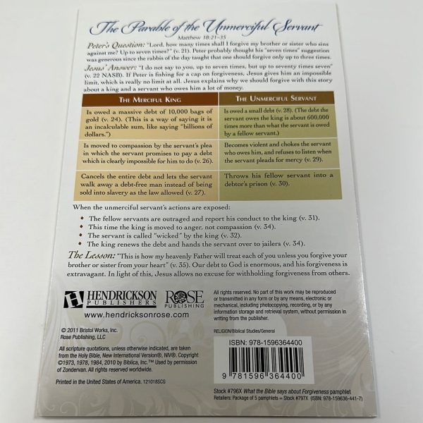 WHAT BIBLE SAYS ABOUT FORGIVENESS PAMPHLET-4400 on Sale