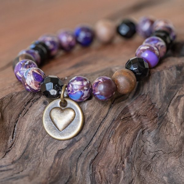 Unity and Empowerment: Purple Imperial Jasper, Onyx, Opalite Bracelet Discount