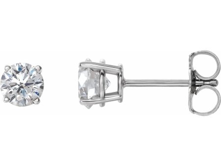 14K White 1 CTW Natural Diamond Stud Earrings with Friction Post For Sale