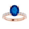 14K Rose Gold Blue Sapphire and Diamond Ring Online Hot Sale